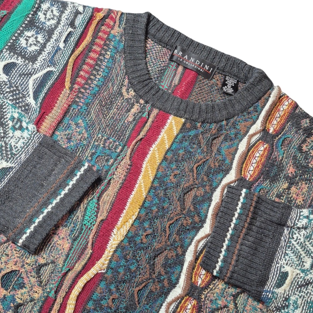VTG Brandini Men's XL Coogi Style Sweater Colorful Grandpa Core Professor‎